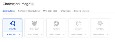 Digital Ocean Choose an image