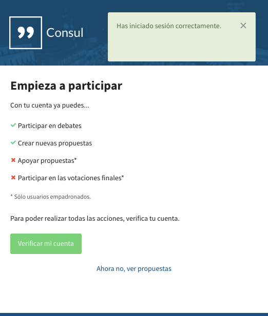 Verificación de usuario