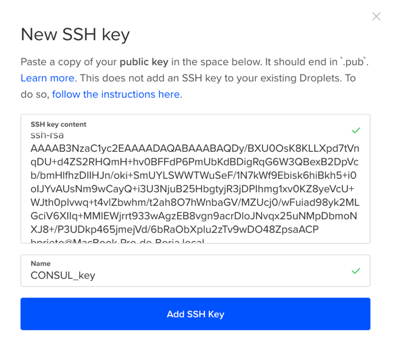 Digital Ocean New SSH Key