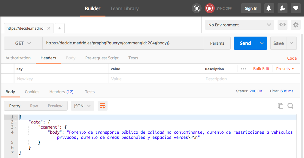 Petición GET con Postman, con la consulta en la URL del navegador
