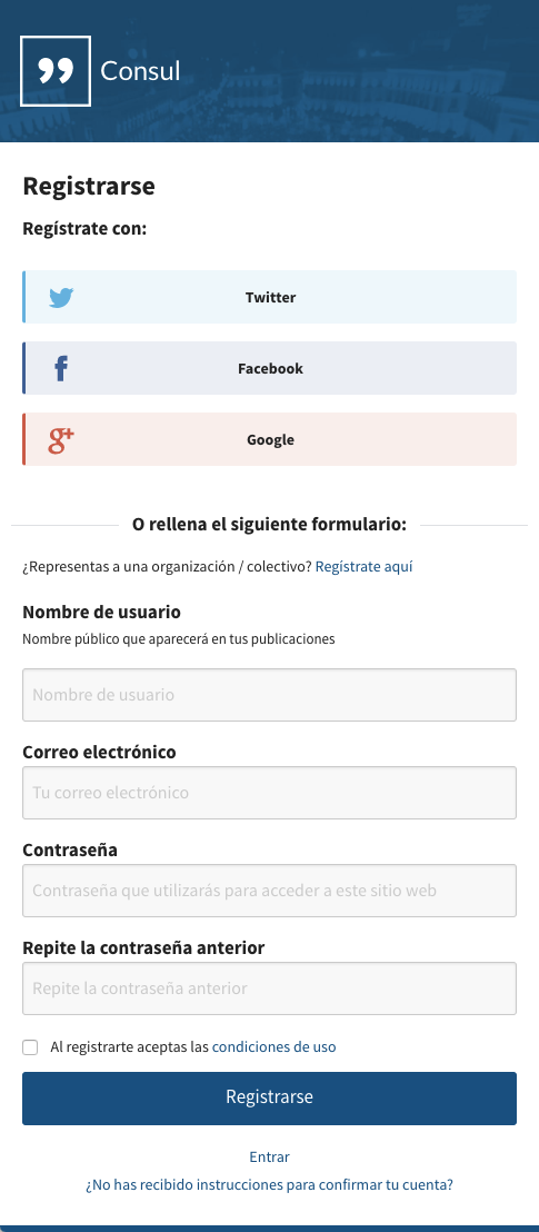 Registro de usuario Registro de usuario