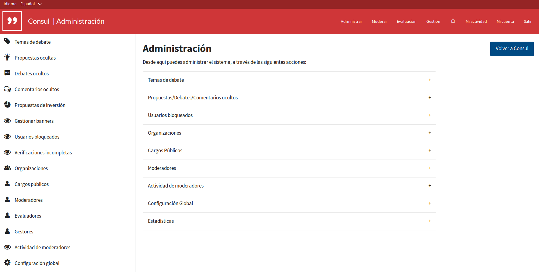 Panel de administración