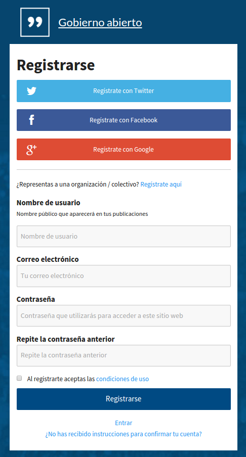 Registro de usuario