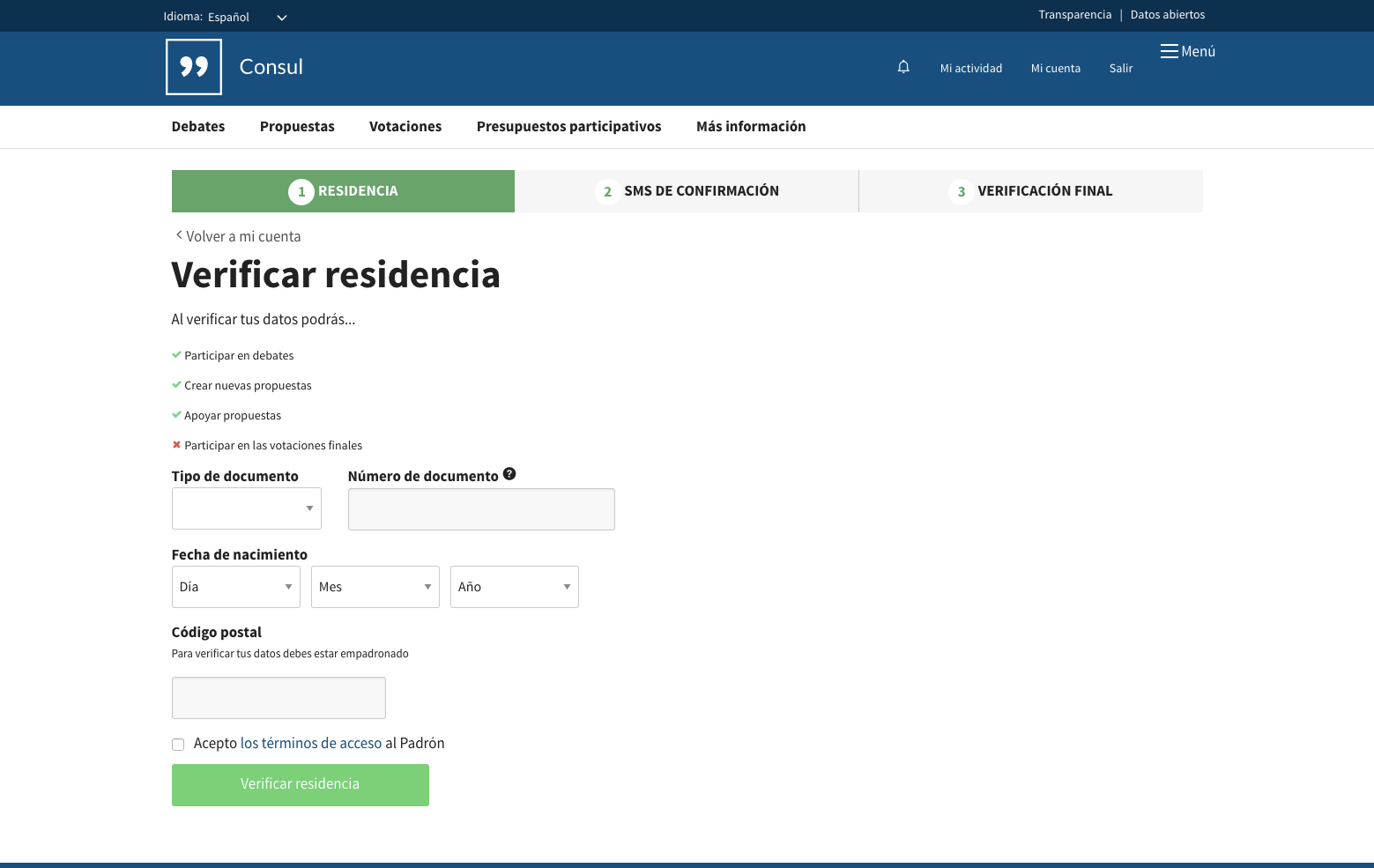Verificación de usuario